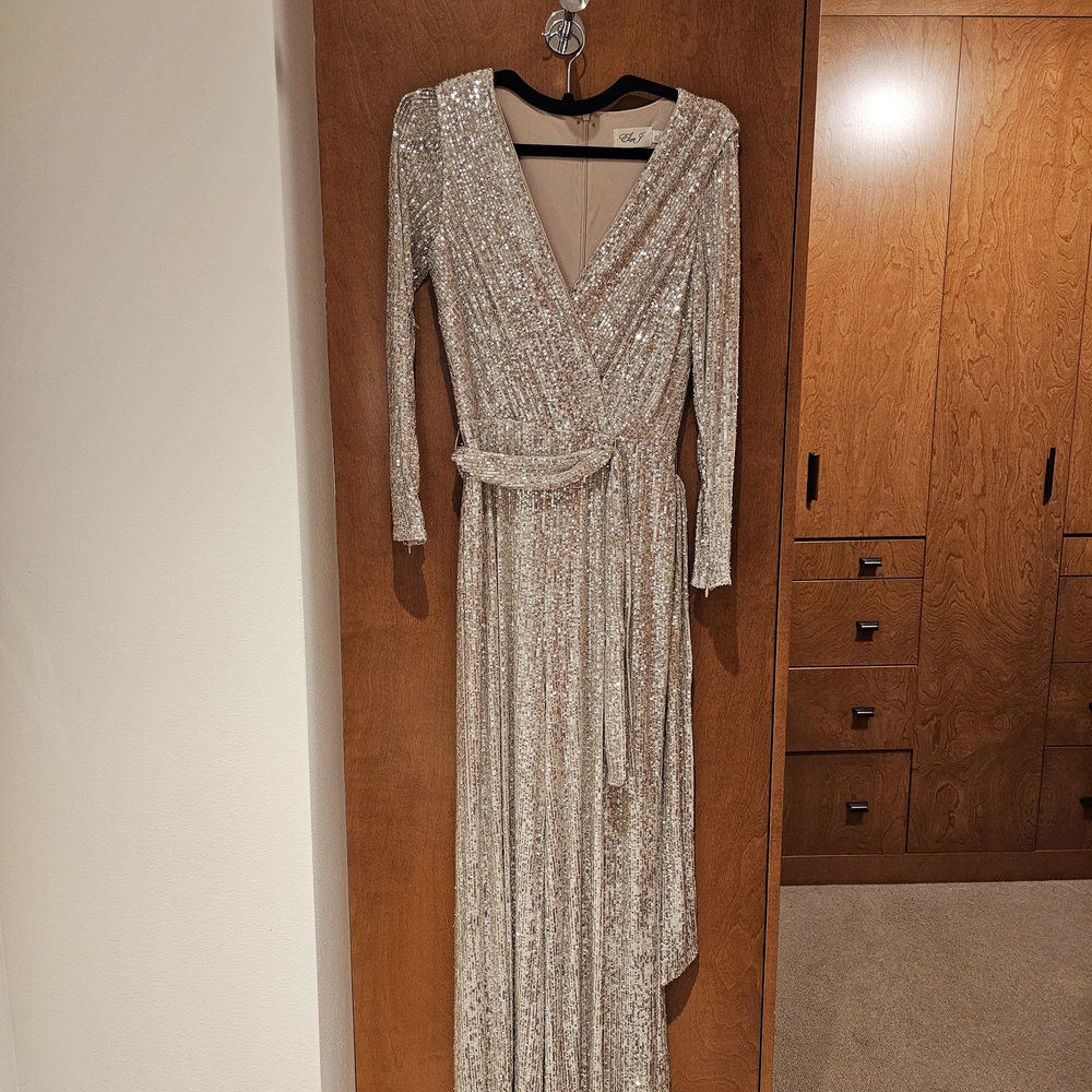 Vici Silver Long Sleeve Sequin Dress